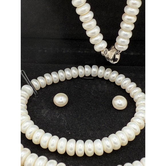 Honora Freshwater Pearl Jewelry Set Necklace Bracelet Earrings White‎ 18" - Picture 2 of 8